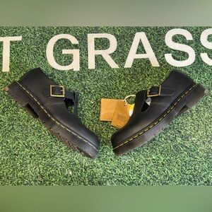 Dr. Martens Polley Mary Jane Safety Shoes Black Leather Buckle Woman’s Size 7 L